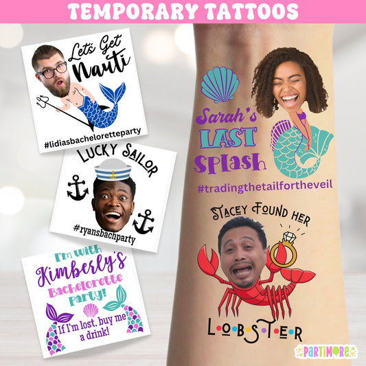 Personalized Temporary Tattoos, Custom Face Tattoos, Bachelorette Tattoos, Anniversary Temporary Tattoos, Boyfriend Wedding Bride Groom Photo