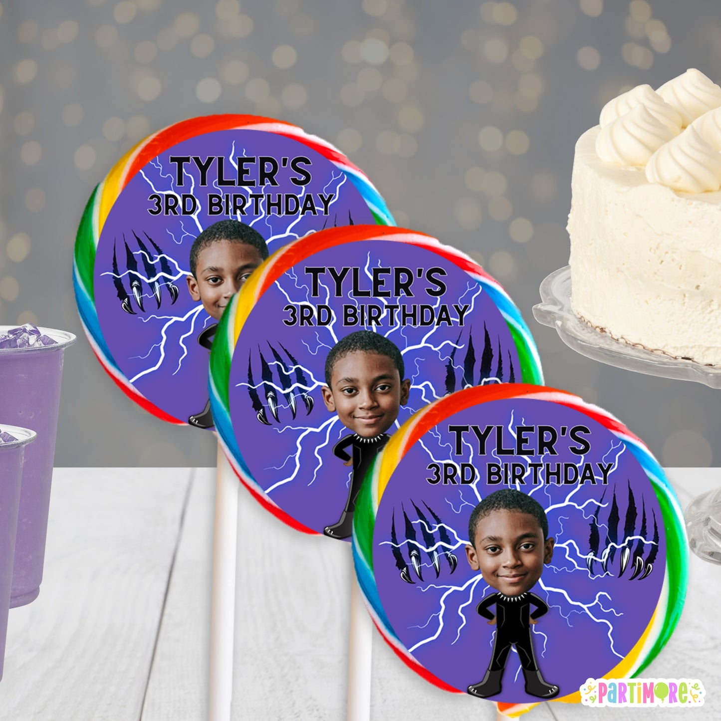 Personalized Warrior Lollipop Round Stickers | Custom Superhero Favor Labels