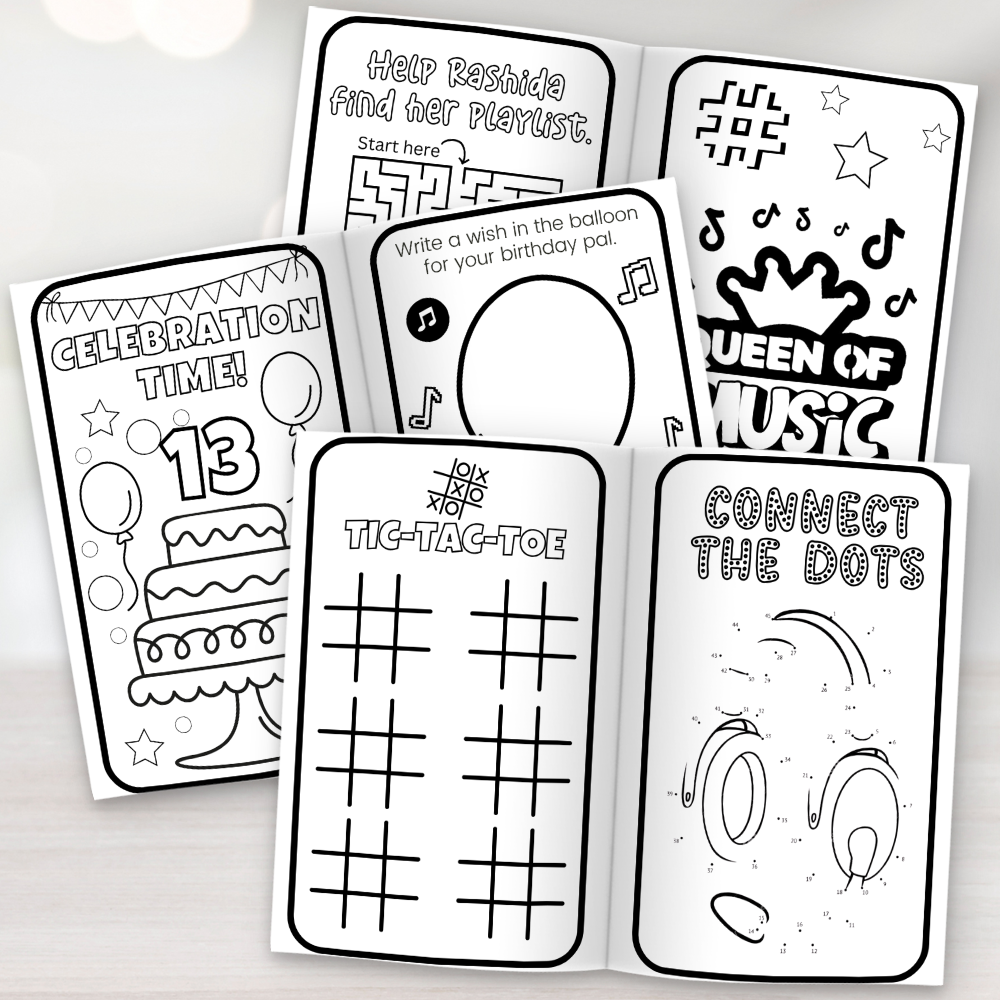 Musical Tok Birthday Coloring Books, Music Party Supplies, Music Notes Karaoke Party Decor