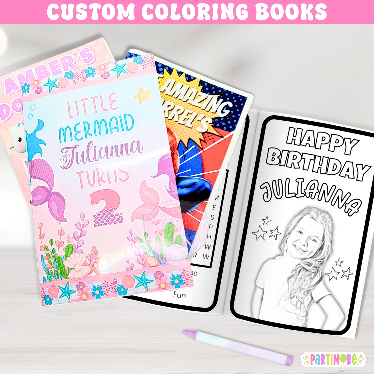 CUSTOM Kids Coloring Books Personalized with Photo, Custom Birthday Activity Sheets, Girl Boy Unique Party Favors, Printed Coloring Books Centerpiece