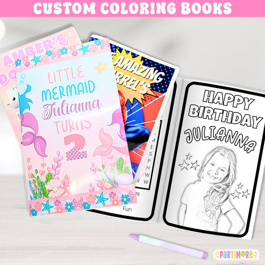 CUSTOM Kids Coloring Books Personalized with Photo, Custom Birthday Activity Sheets, Girl Boy Unique Party Favors, Printed Coloring Books Centerpiece