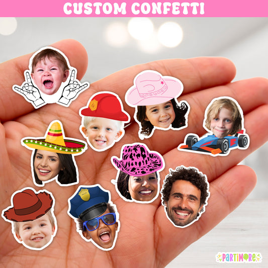 Custom Face Confetti Cutouts, Personalized Birthday Table Confetti, Cowgirl, Nurse, Policeman, Fiesta, Rock And Roll, Firefighter, Princess, And More