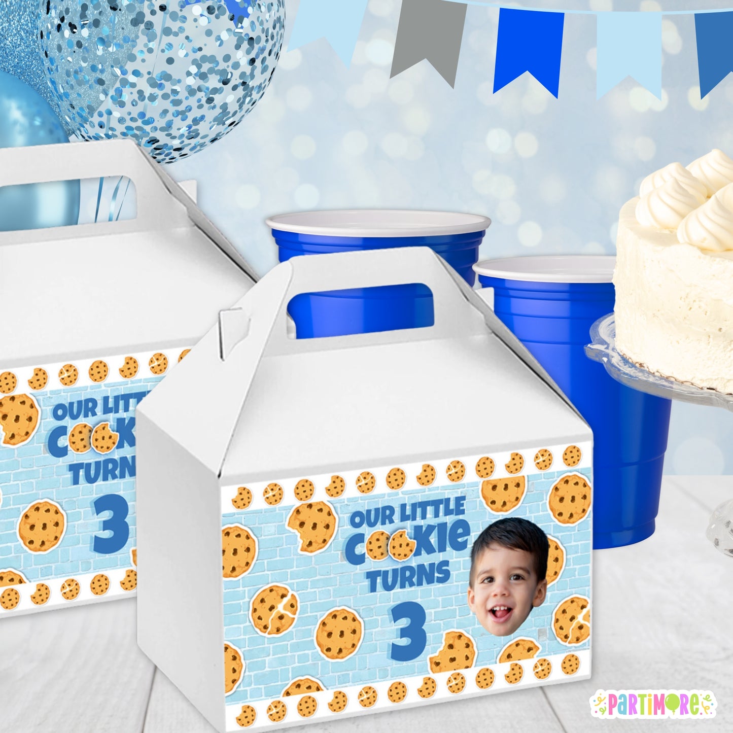 Our Little Cookie Party Gable Box Labels | Personalized Birthday Stickers