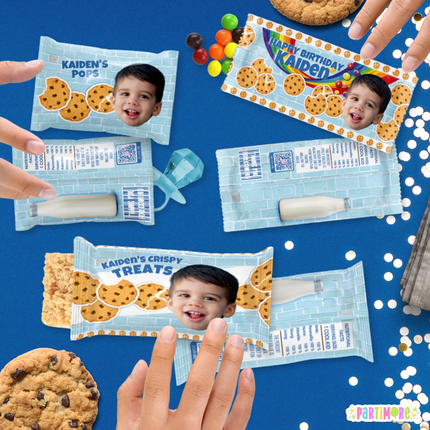 Cookies & Milk Candy Wrappers | Personalized Cookie-Themed Party Favors