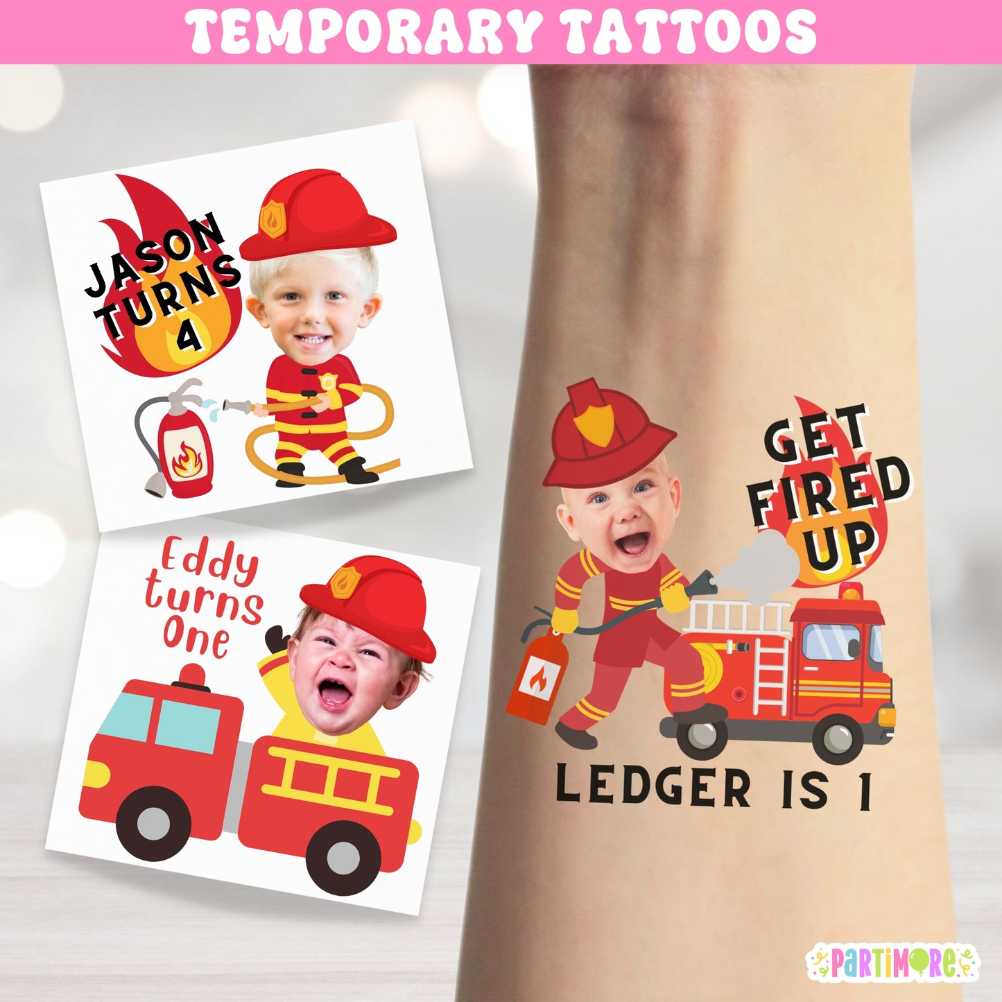 Firefighter Birthday Themed Temporary Tattoo Party Favor Supplies For Birthdays Bachelorette Parties And More