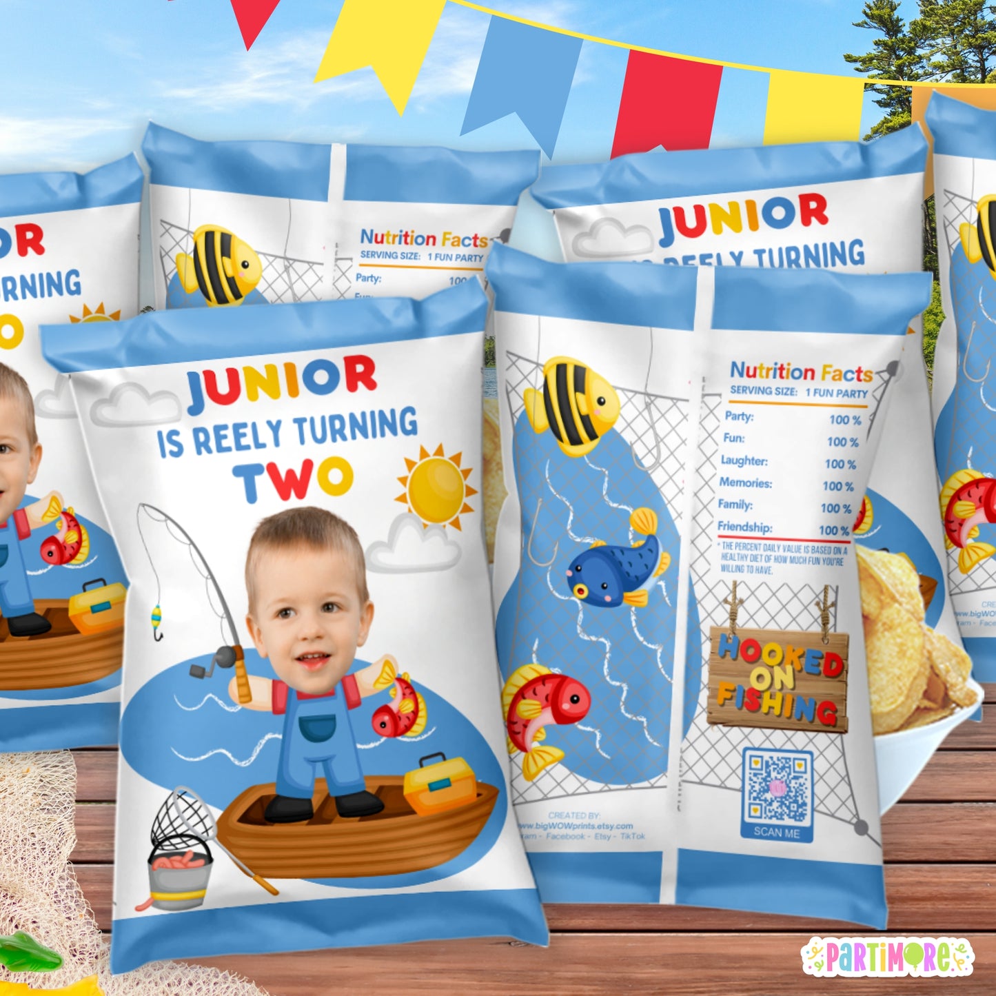 Personalized Fishing Chip Bags | Custom Outdoor Adventure Party Favor