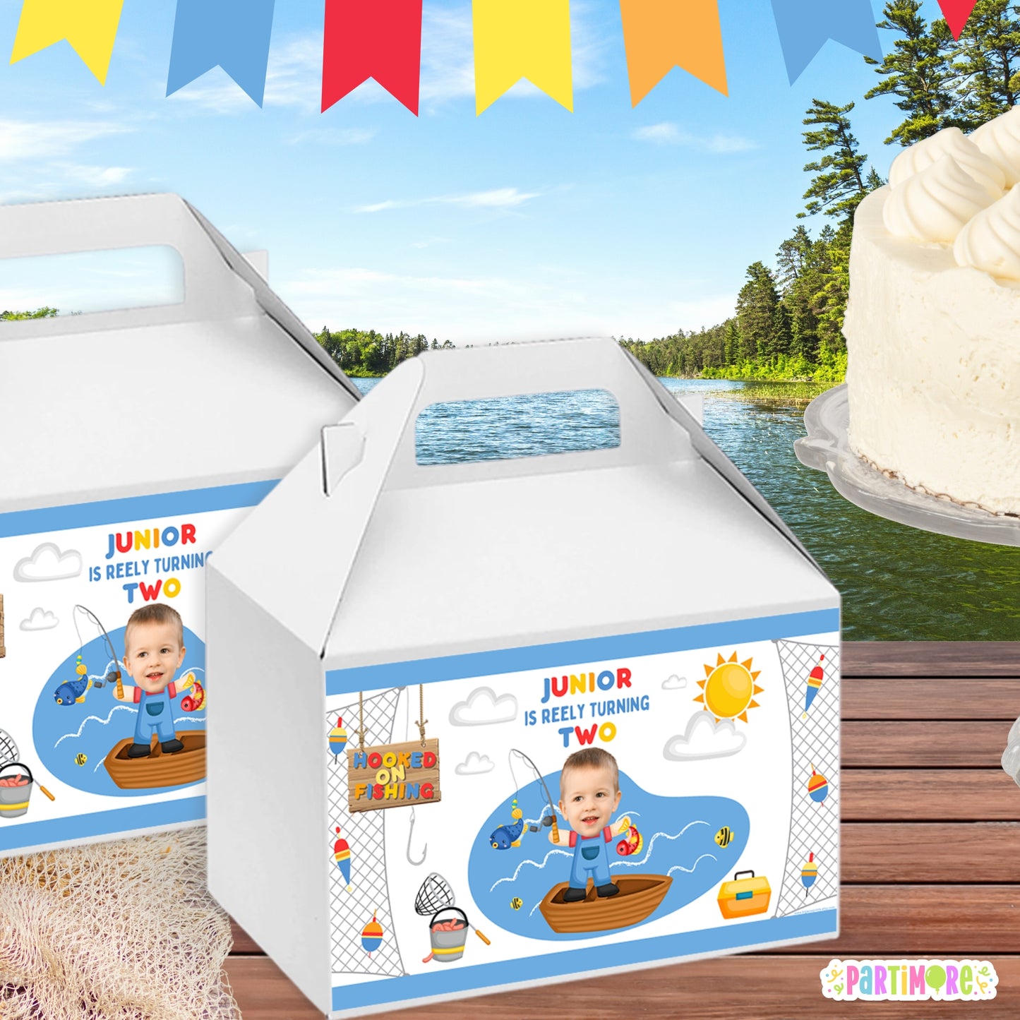 Fishing Gable Box Labels | Personalized Outdoor Adventure Favor Stickers