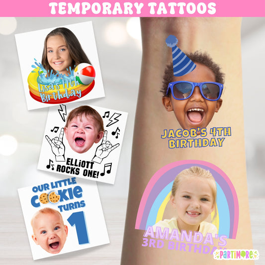 Custom Temporary Tattoos For Kids Parties, Cool Tattoos For Boys, Cute Tattoos For Girls, Fake Tattoo Party Favors, 1st Birthday Tattoos Party Favors