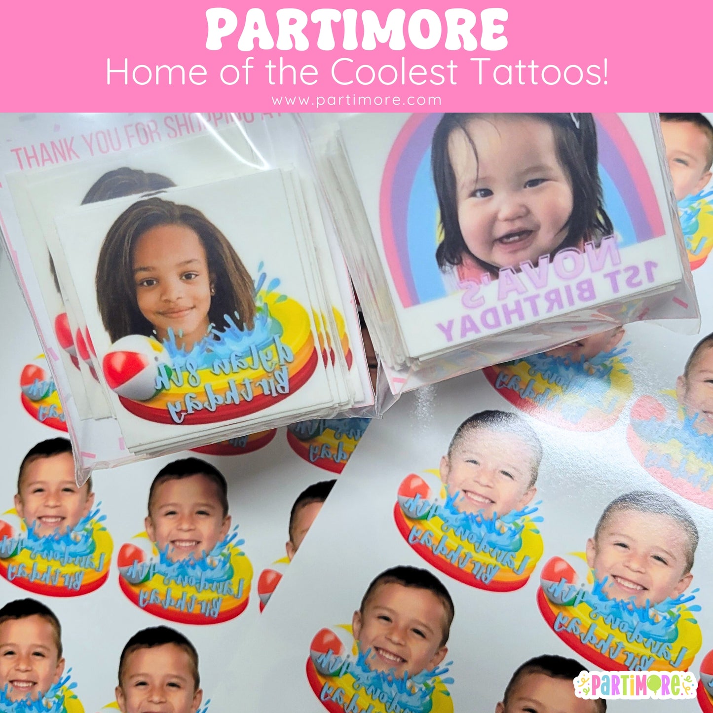 Custom Temporary Tattoos For Kids Parties, Cool Tattoos For Boys, Cute Tattoos For Girls, Fake Tattoo Party Favors, 1st Birthday Tattoos Party Favors