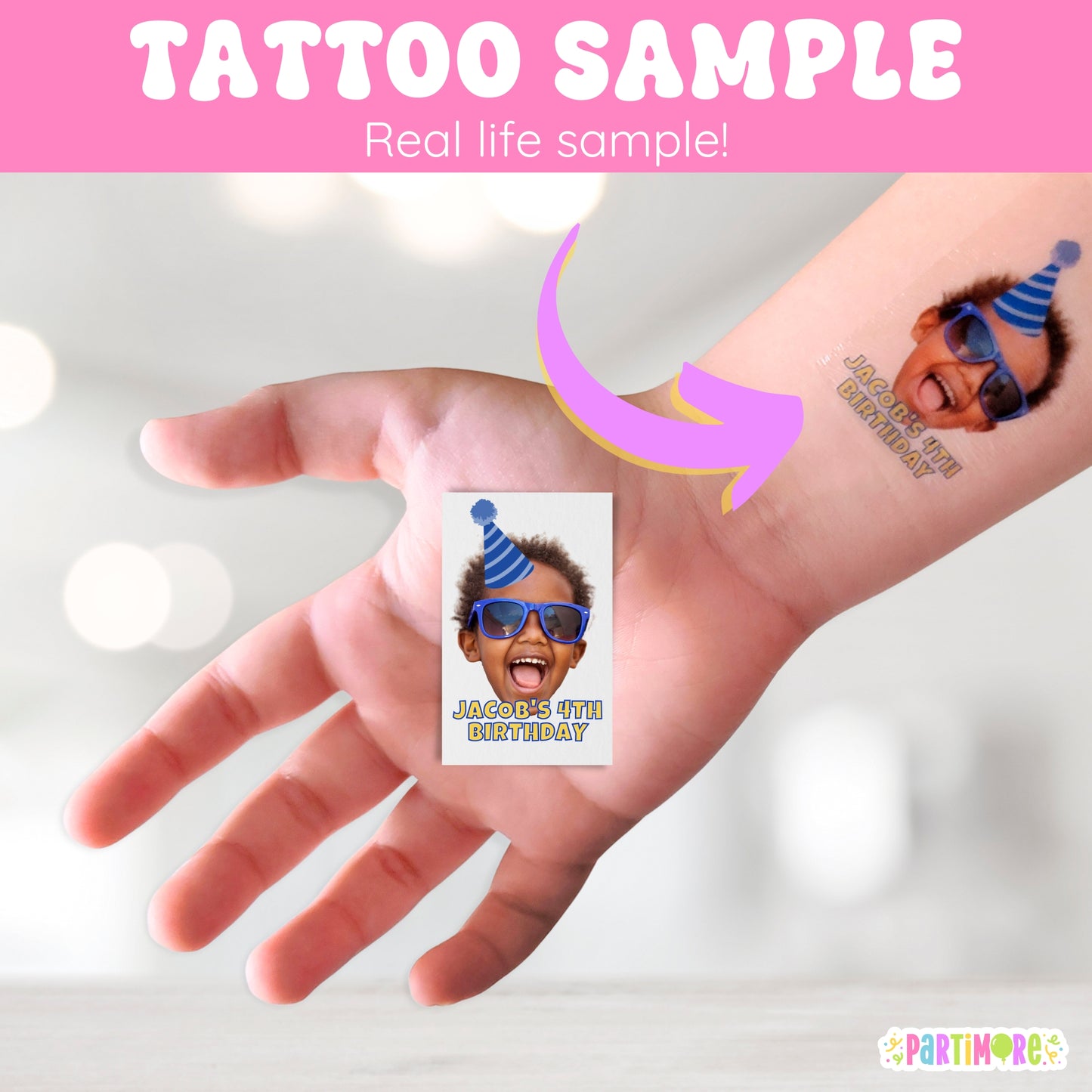 Custom Temporary Tattoos For Kids Parties, Cool Tattoos For Boys, Cute Tattoos For Girls, Fake Tattoo Party Favors, 1st Birthday Tattoos Party Favors