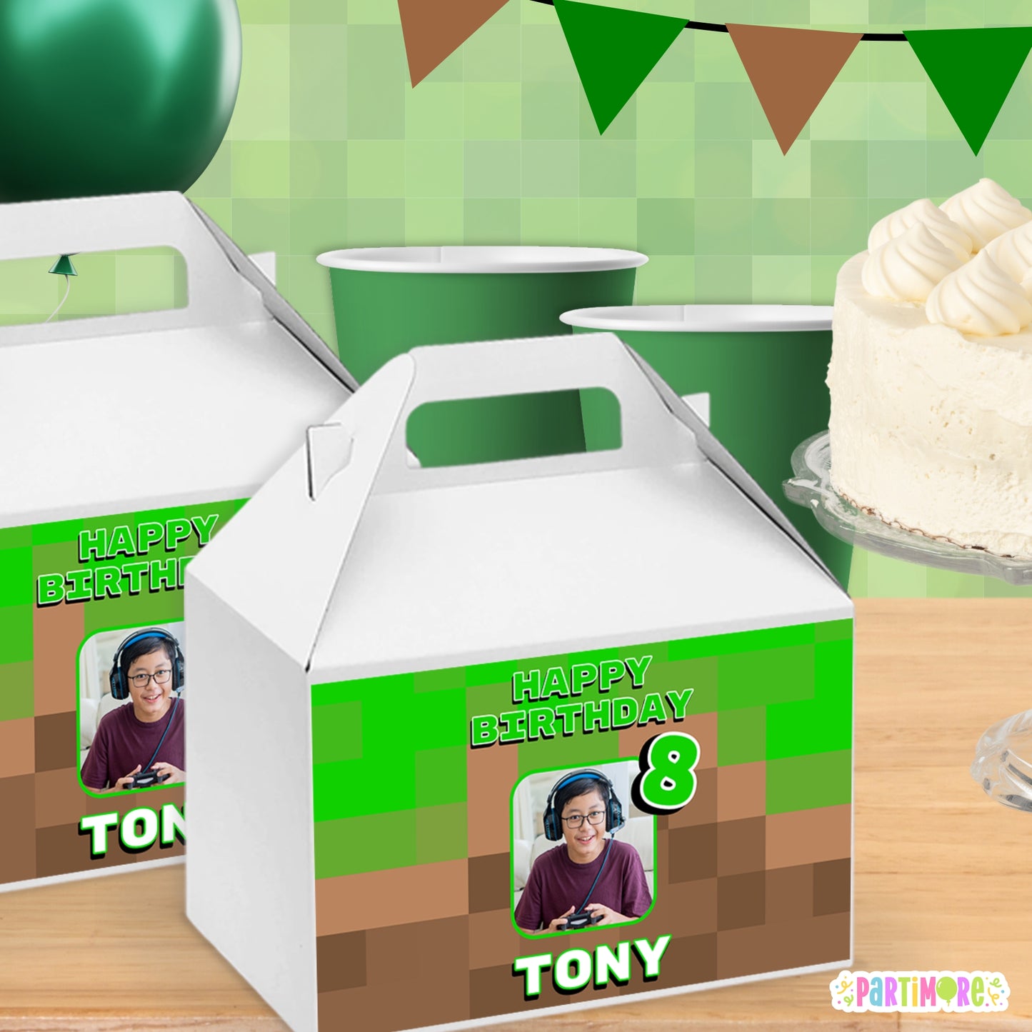 Pixel Gable Box Labels | Personalized Gaming Party Favor Stickers