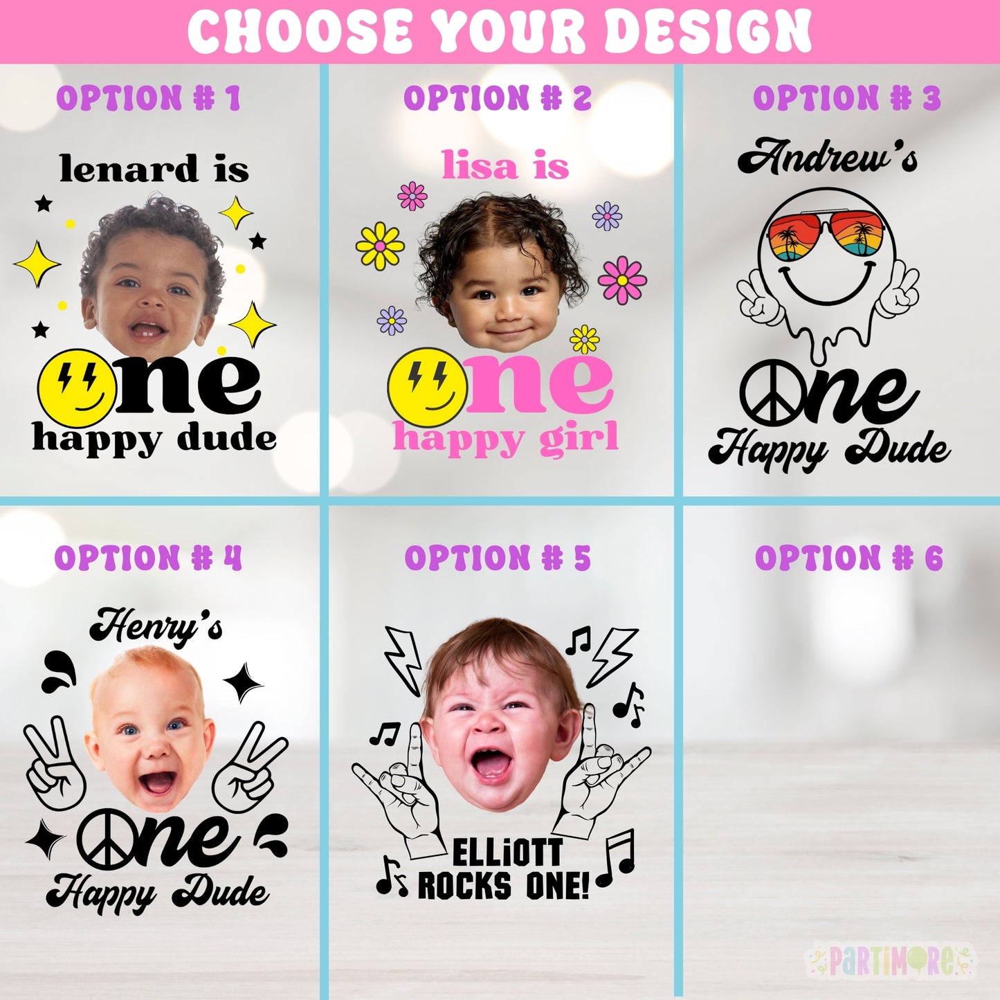 One Happy Dude Themed Temporary Tattoos: Customized Party Favors for Kids, One Happy Girl's Groovy 1st Birthday Party Decorations