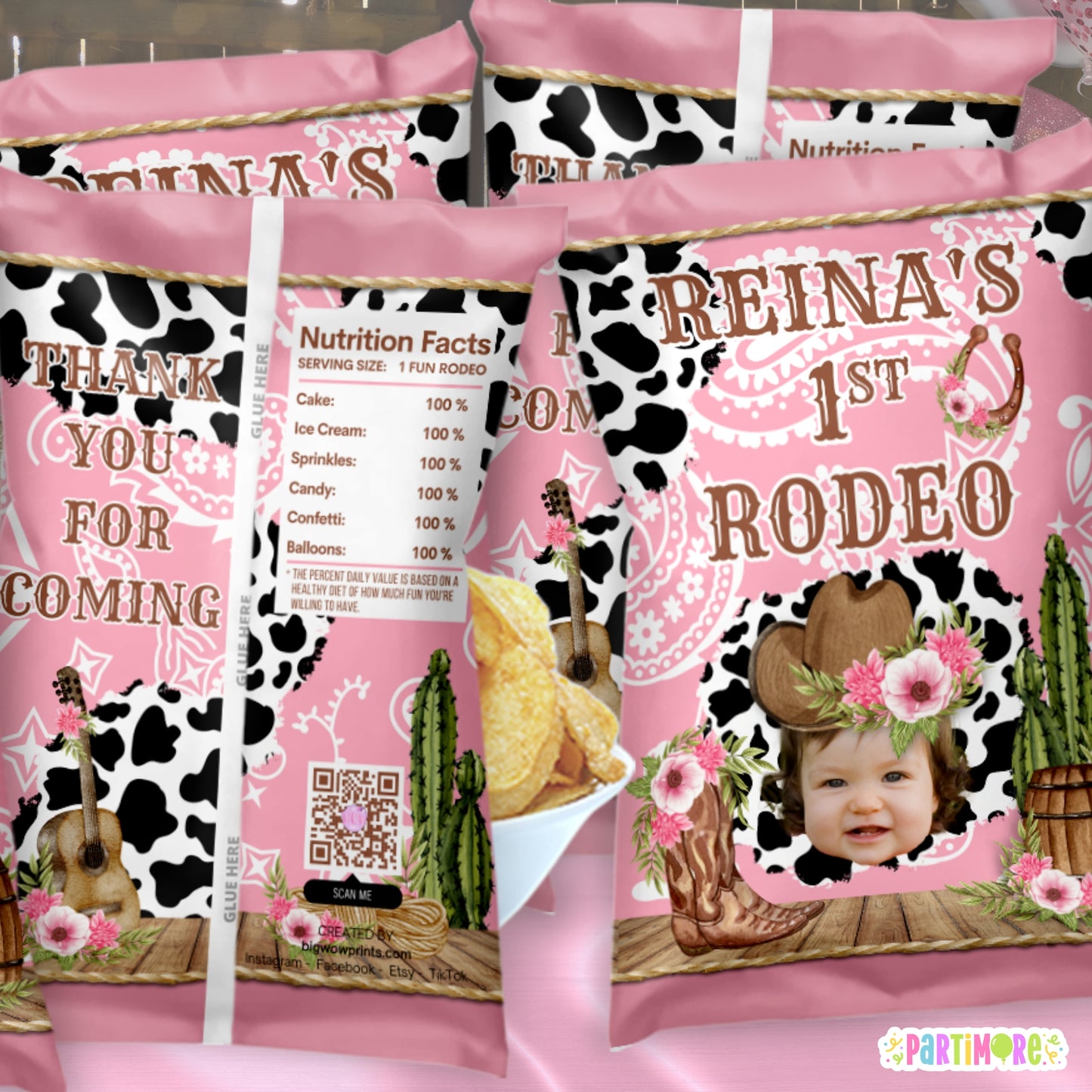 Personalized Rodeo Chip Bag Party Favors | Western Party Favors | Cowgirl Birthday Decorations