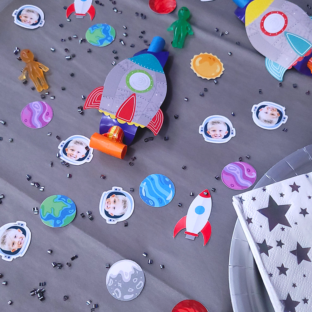 Astronaut Confetti Scatter Table Decorations, Personalized Face Confetti, Space First Birthday, Galaxy Party Ideas