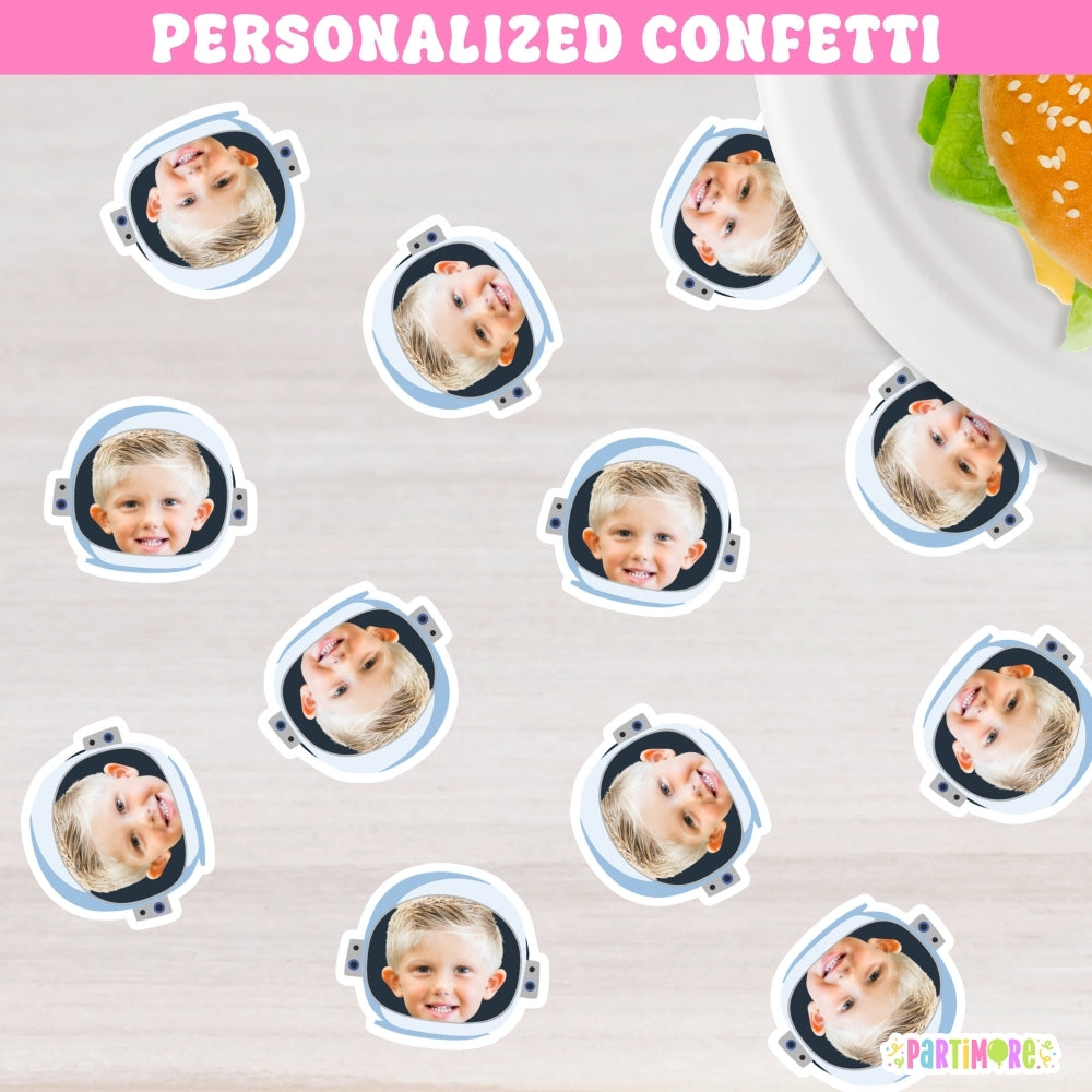 Astronaut Confetti Scatter Table Decorations, Personalized Face Confetti, Space First Birthday, Galaxy Party Ideas