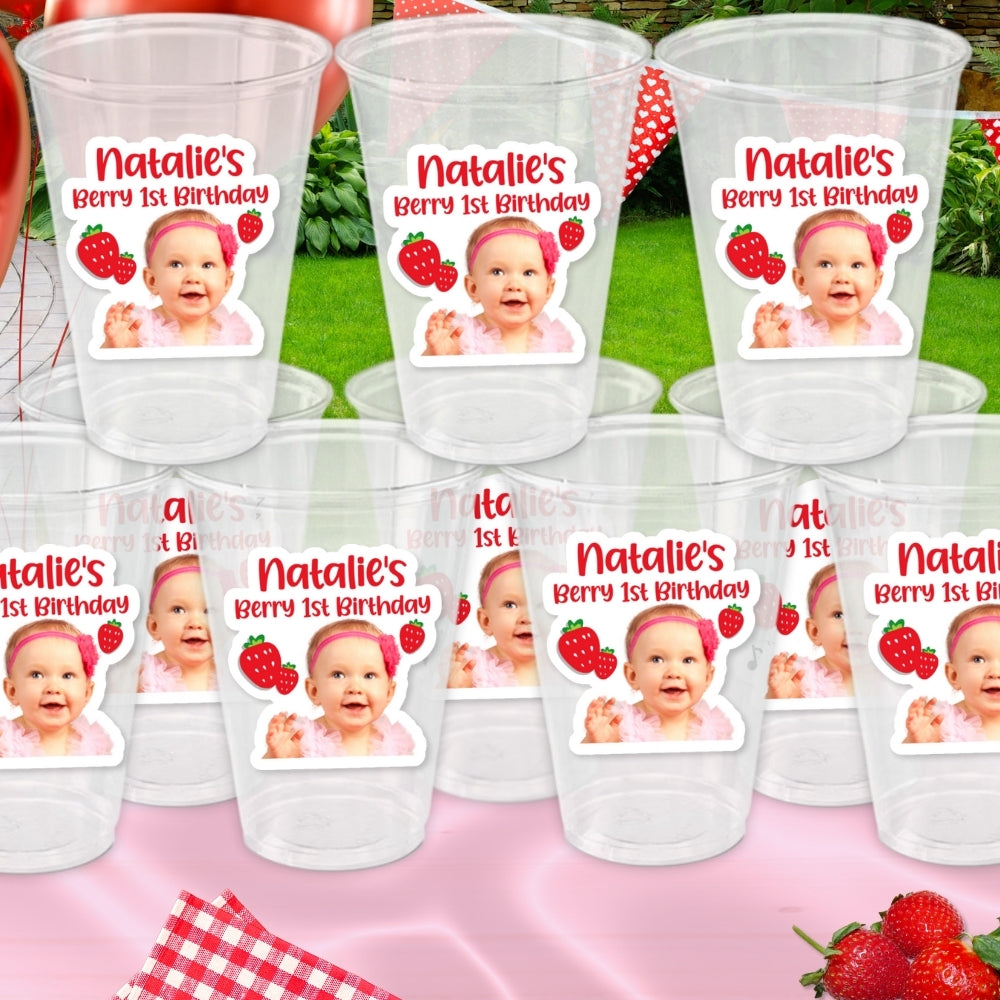 Personalized Strawberry Birthday Cups For Girls Berry 1st Birthday Party, Personalized Birthday Cups, Strawberry Party Decorations