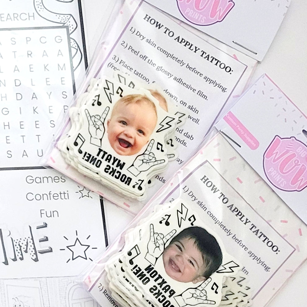 One Happy Dude Themed Temporary Tattoos: Customized Party Favors for Kids, One Happy Girl's Groovy 1st Birthday Party Decorations