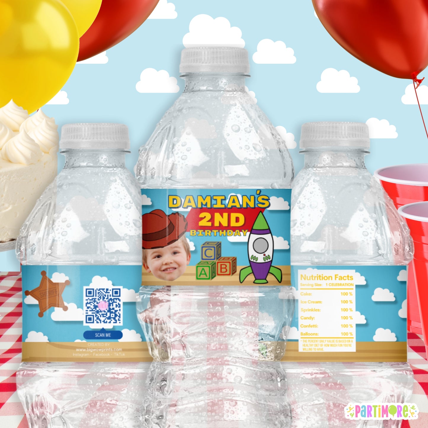 Personalized Space Cowboy Water Bottle Labels | Two Infinity Theme