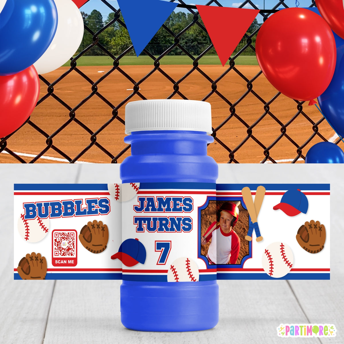 Personalized Baseball Birthday Bubble Bottle Labels – Custom Party Favor Stickers