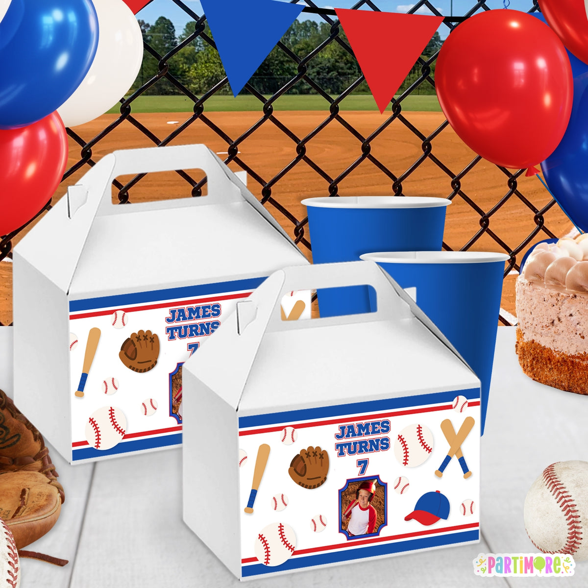 Personalized Baseball Birthday Gable Box Labels
