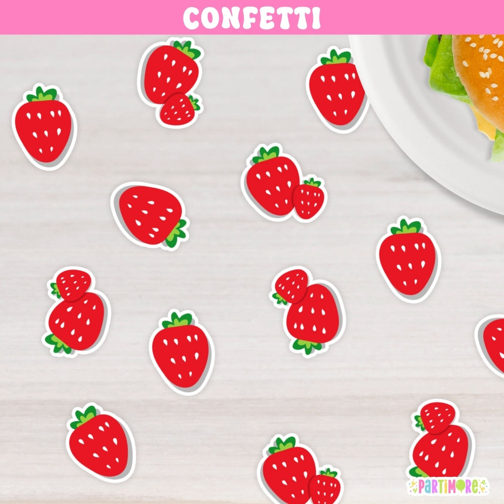 Strawberry Confetti For Berry Sweet Baby Shower, One Berry Cute 1st Birthday Party, Strawberry Birthday Theme, Little Girls Fruit Party Favors