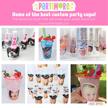 Custom Plastic Party Cups With Photo Great for For Children, Adults, And Pet Parties, Custom Adult Favors, Birthday Centerpiece