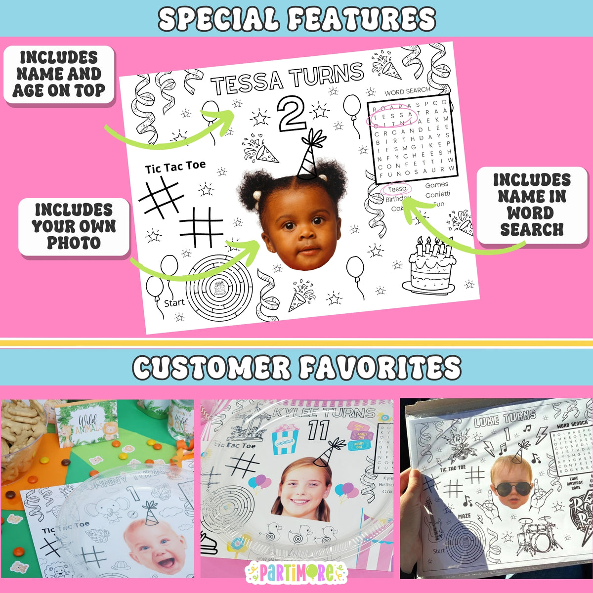 Personalized Strawberry Coloring Placemats – Berry First Birthday Party Activity, Set of 12