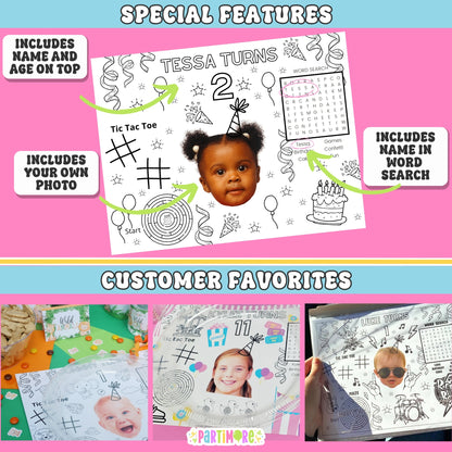 Personalized Strawberry Coloring Placemats – Berry First Birthday Party Activity, Set of 12