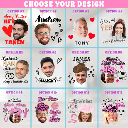 Custom Bachelorette Party Temporary Tattoos, Funny Groom Face Fake Tattoos