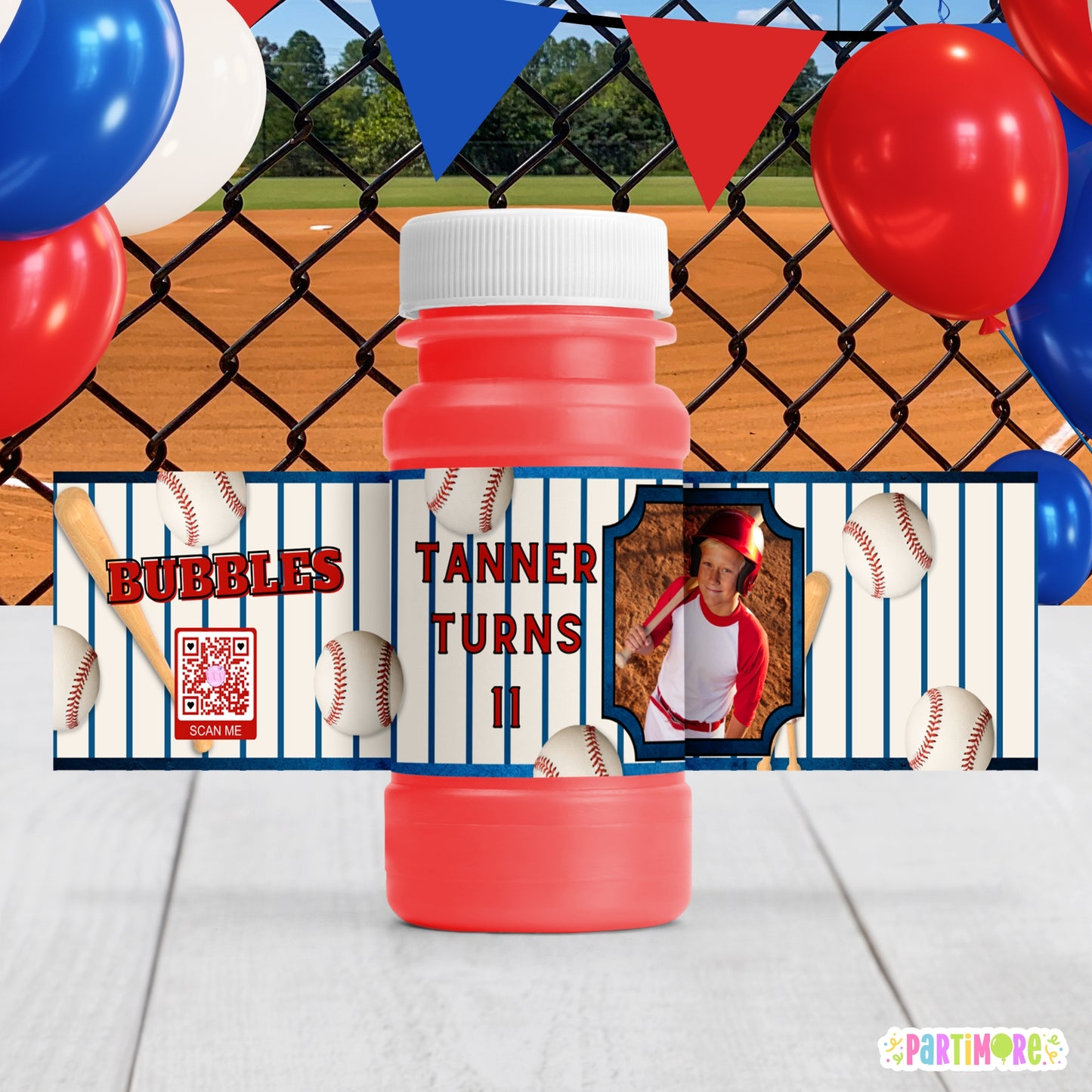 Personalized Baseball Bubble Bottle Labels | Custom Sports Party Favor Stickers | Vintage Baseball Bats