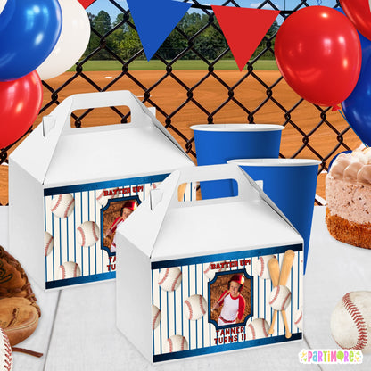 Personalized Baseball Gable Box Labels | Custom Sports Party Favor Box Stickers