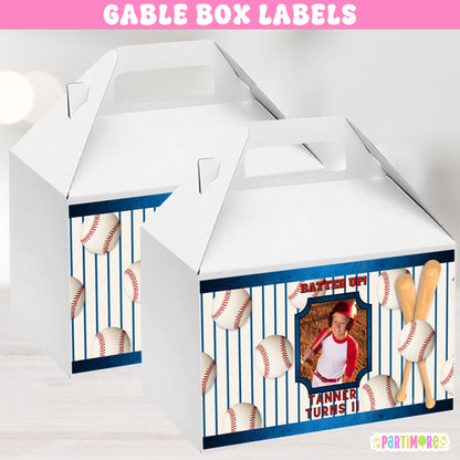 Personalized Baseball Gable Box Labels | Custom Sports Party Favor Box Stickers