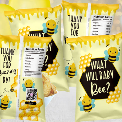Bee Baby Shower Chip Bags Party Favor Goodie Bags, Little Bumble Bee Girl Boy