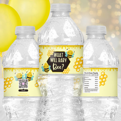 Bumble Bee Baby Shower Water Bottle Labels, What Will Baby Bee, Gender Neutral, Girl Boy, Twin Baby Shower