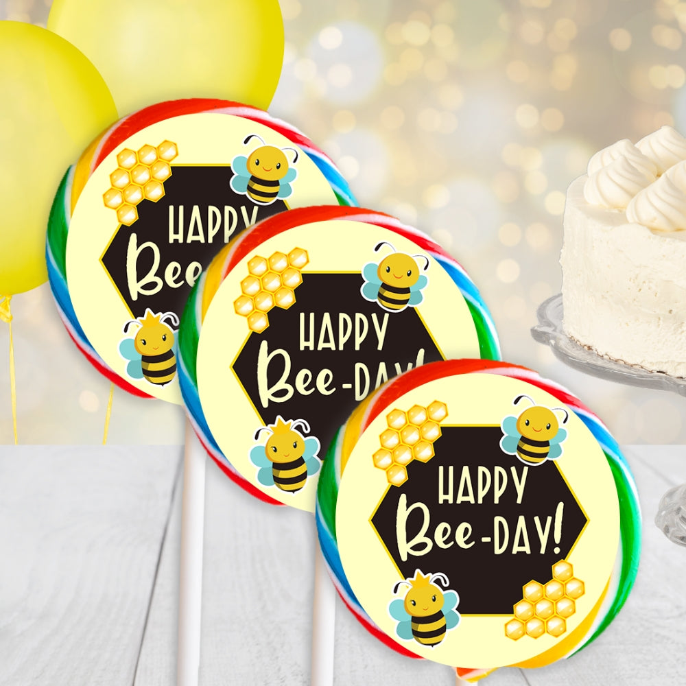 Bumble Bee Birthday Lollipop Label Stickers, Happy Bee-Day, 1st Bee Day Decorations