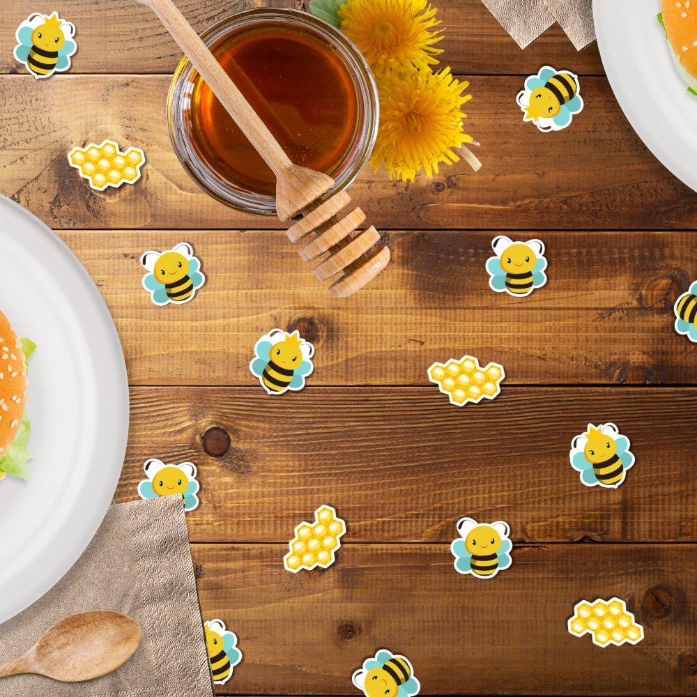Bee Confetti For Bee Baby Shower Decor, 1st Bee Day Party Decorations, Bee Gender Reveal Party Idea, Boy Bee, Queen Bee, Yellow Hexagon Honeycomb