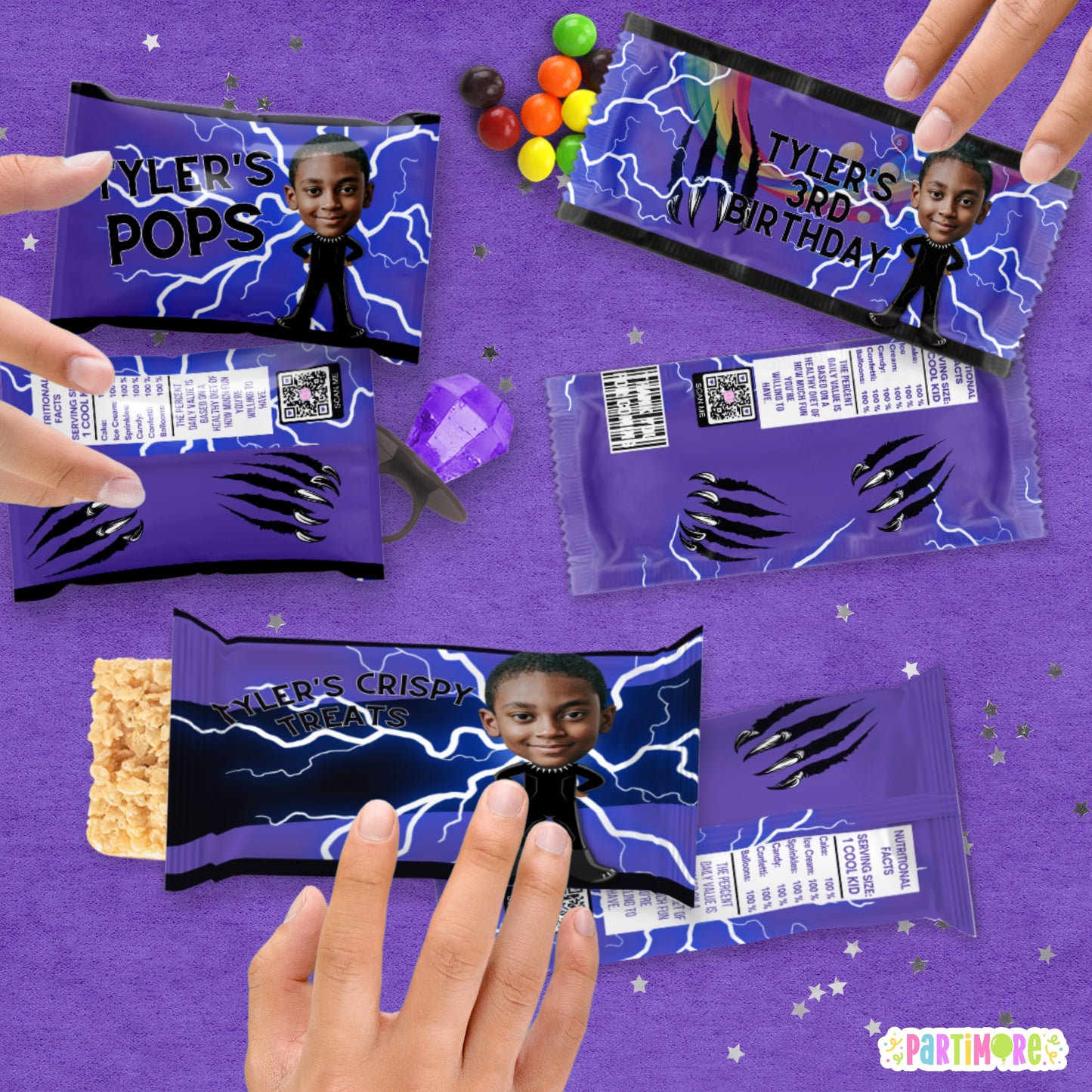 Custom Superhero Candy Wrappers | Personalized Warrior Birthday Favors