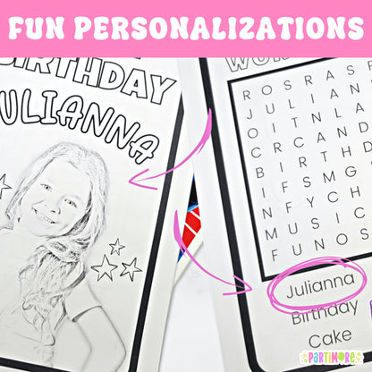 CUSTOM Kids Coloring Books Personalized with Photo, Custom Birthday Activity Sheets, Girl Boy Unique Party Favors, Printed Coloring Books Centerpiece