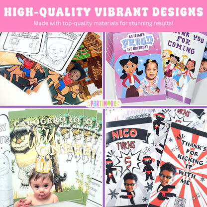 CUSTOM Kids Coloring Books Personalized with Photo, Custom Birthday Activity Sheets, Girl Boy Unique Party Favors, Printed Coloring Books Centerpiece