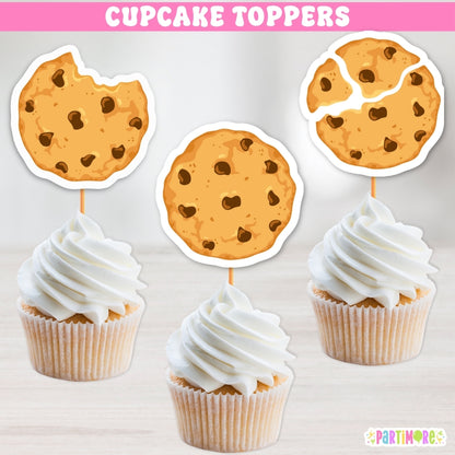 Chocolate Chip Cookie Cupcake Toppers Great Fors Milk And Cookies 1st Birthday Party, Our Little Cookie Baby Shower Decorations For Blue Boy Or Pink Girl, Sweet Treat Party Favors Supplies, Nom, Munch