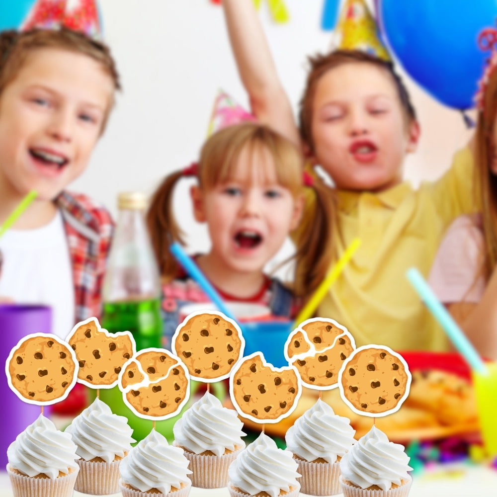 Chocolate Chip Cookie Cupcake Toppers Great Fors Milk And Cookies 1st Birthday Party, Our Little Cookie Baby Shower Decorations For Blue Boy Or Pink Girl, Sweet Treat Party Favors Supplies, Nom, Munch