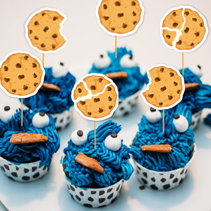 Chocolate Chip Cookie Cupcake Toppers Great Fors Milk And Cookies 1st Birthday Party, Our Little Cookie Baby Shower Decorations For Blue Boy Or Pink Girl, Sweet Treat Party Favors Supplies, Nom, Munch