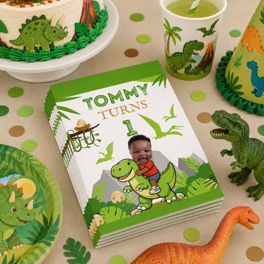 Personalized Dinosaur Coloring Books – Custom Photo Dino Birthday Party Favors, Set of 12