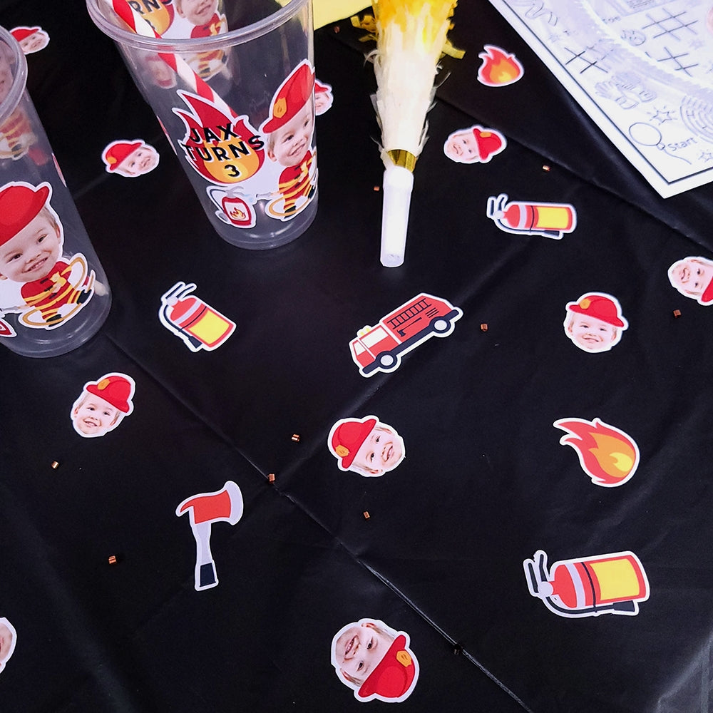 Firefighter Confetti, Firetruck Birthday Party Decorations, Fireman Helmet Face Confetti