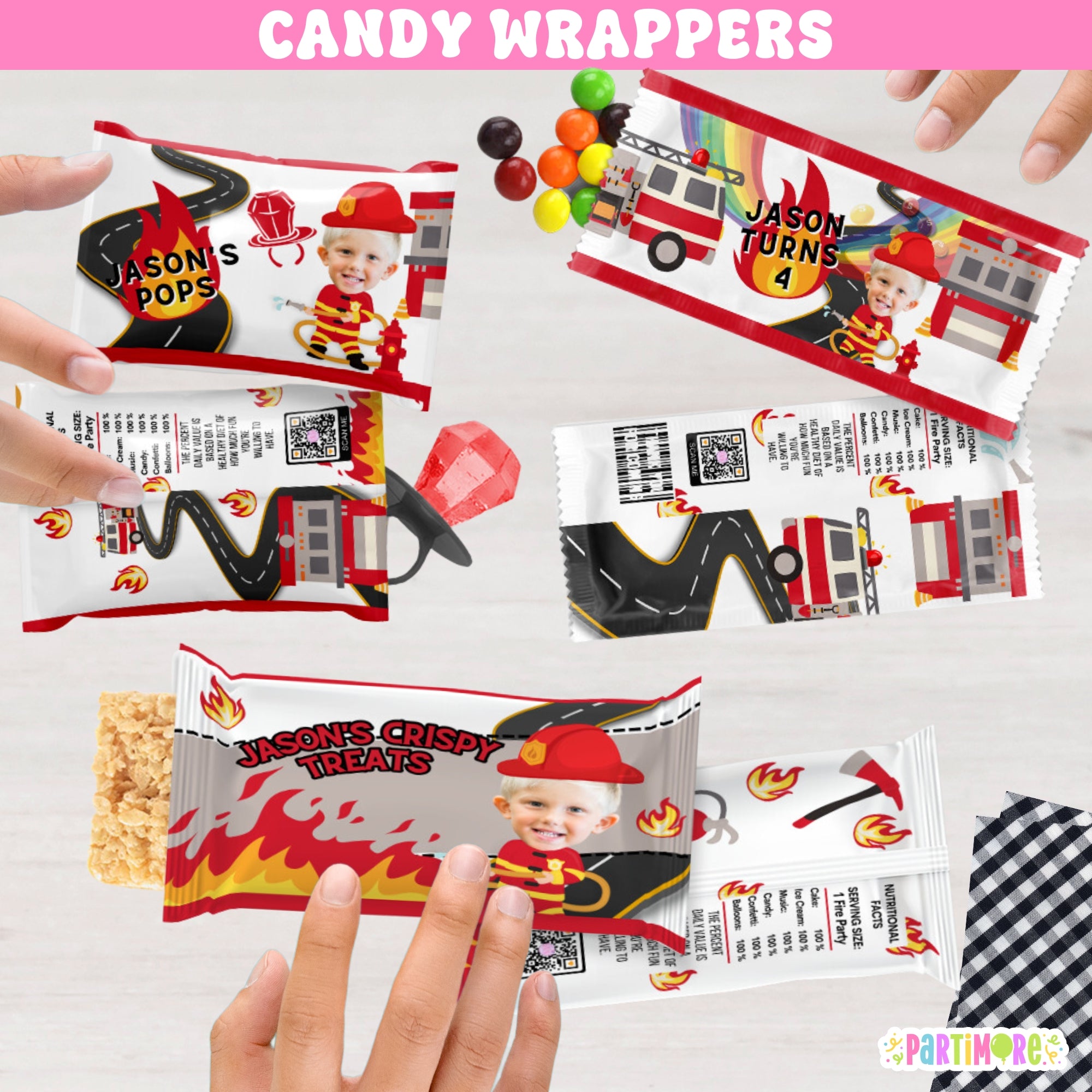 Personalized Firefighter Candy Wrappers | Custom Photo Firefighter Wit ...