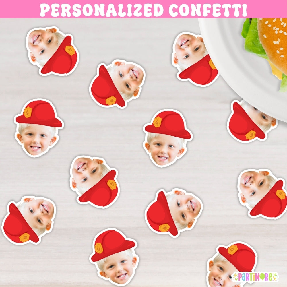 Firefighter Confetti, Firetruck Birthday Party Decorations, Fireman Helmet Face Confetti
