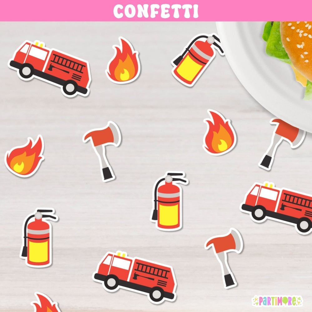 Fire Truck confetti, Firefighter Birthday Party Decorations, Fireman Bachelorette Party, Firefighter Baby Shower