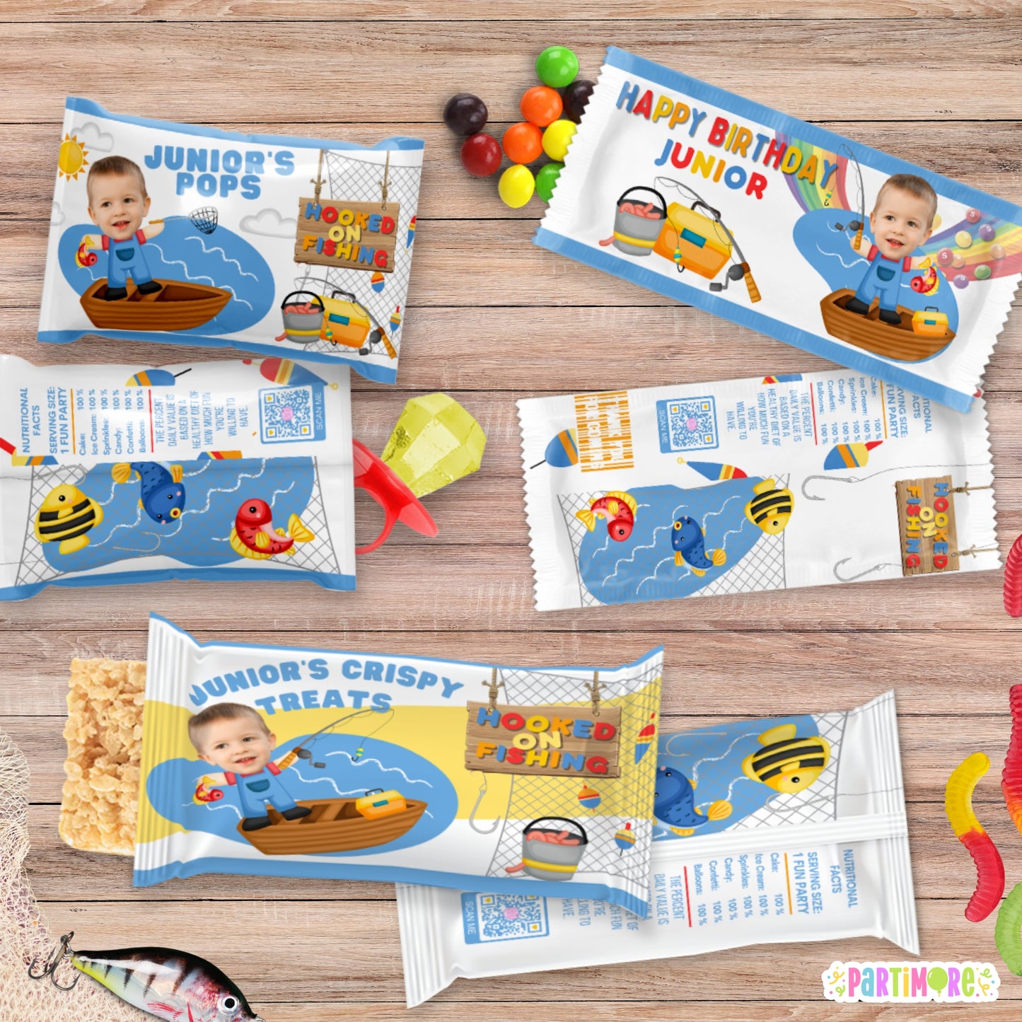 Custom Fishing Candy Wrappers | Personalized Birthday Favors
