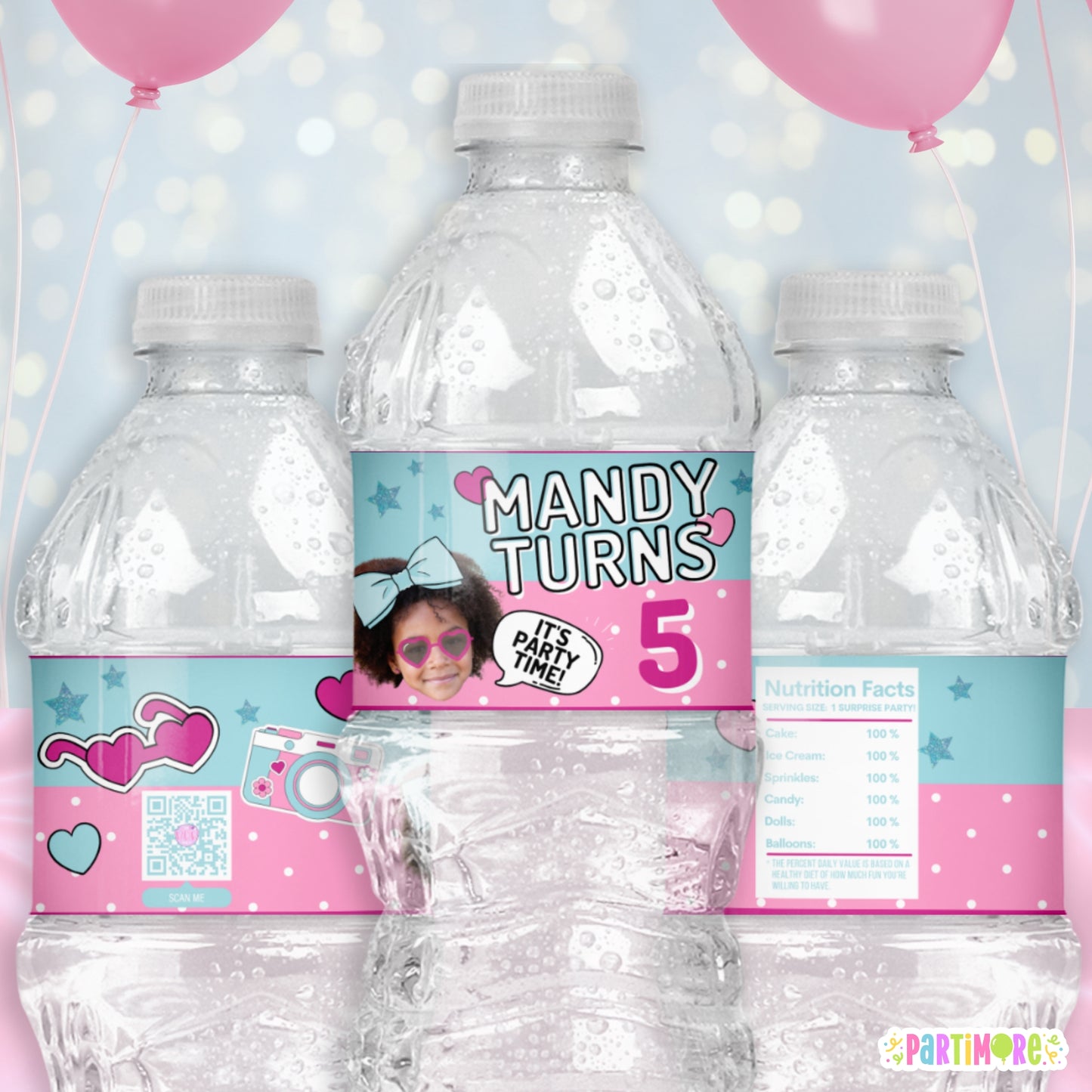 Surprise Doll Water Bottle Labels | Personalized Party Drink Stickers