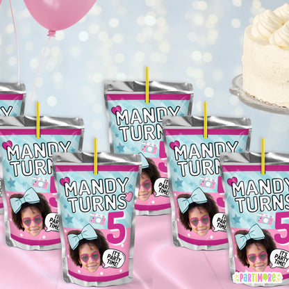 Surprise Doll Juice Pouch Labels | Personalized Party Drink Stickers